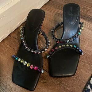 Size 8 black shoes with rainbow gems